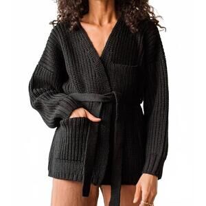 NEW FIRST RITE sweater asymmetrical coat in black